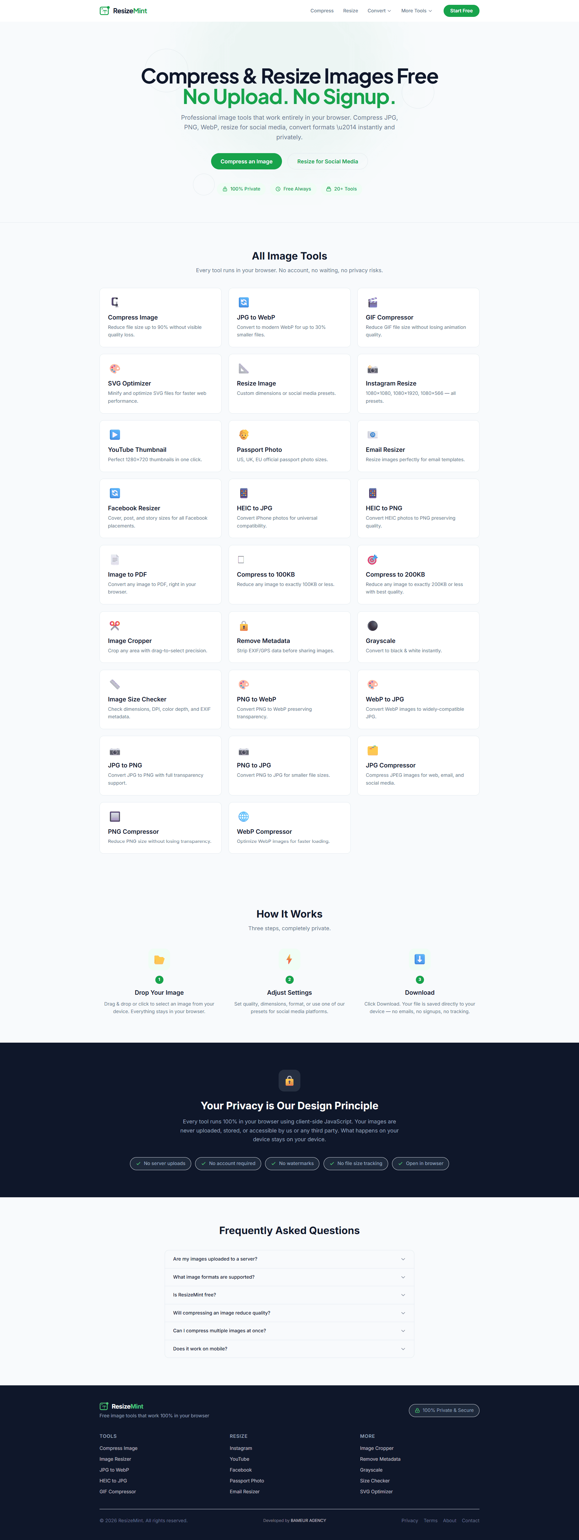 ResizeMint — website built by Bameur Agency